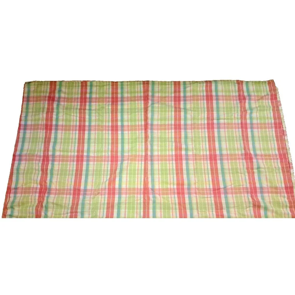 NEW Kohls Blossoms & Blooms Tablecloth Pastel Plaid Pink Green Easter NWOT 60x84